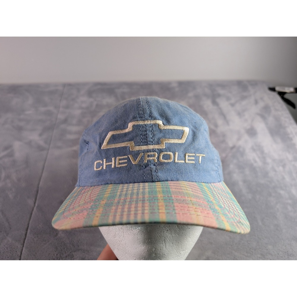 Cruisin Sports Chevrolet Baseball Cap Blue Plaid Bow Back Hat Made in USA OSFA